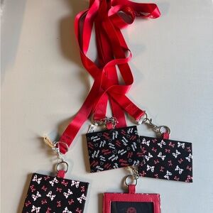 Red and Black Lanyard Set with Disney Patterns